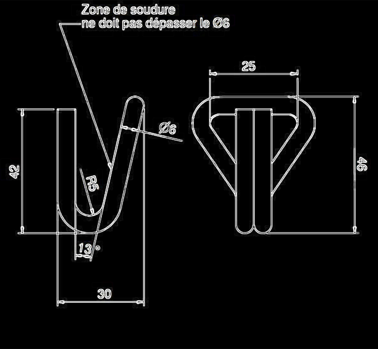 Schéma technique de fixation pour structure métallique (crocs C4542)