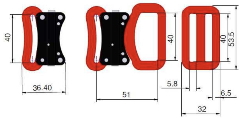 dessin technique de boucle automatique compacte pour sangle de 40mm boucles automatiques compactes pour sangle de 50 par Get Com Technologies